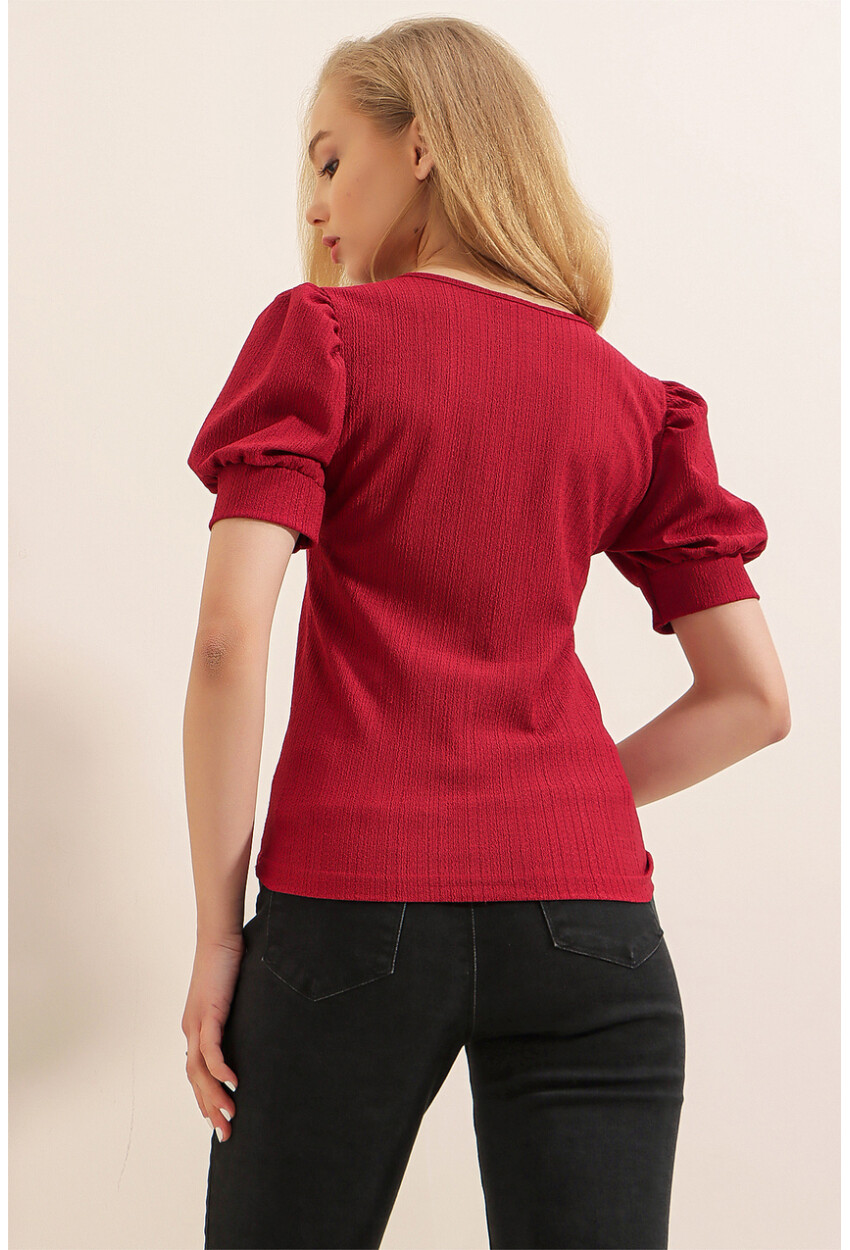 0409 Square Neck Knit Blouse