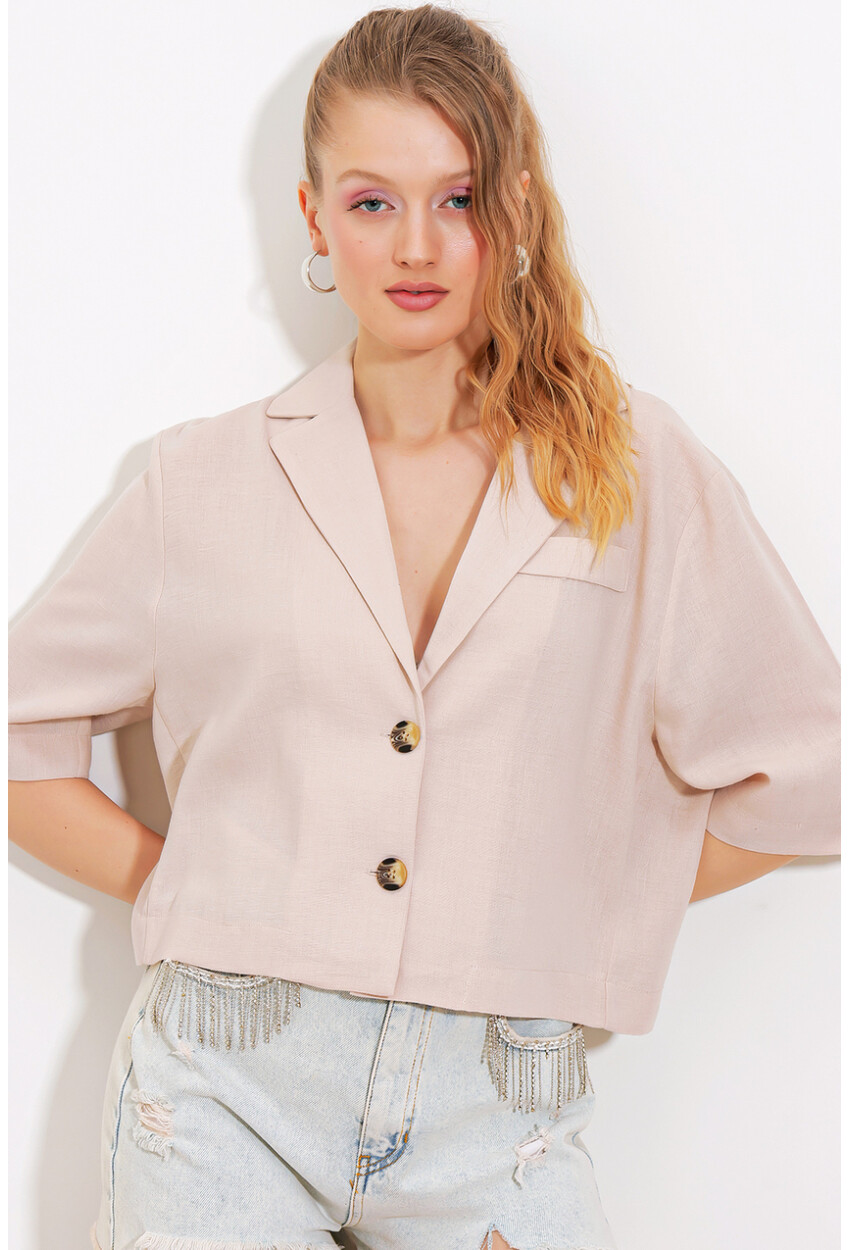 0706 Crop Linen Jacket