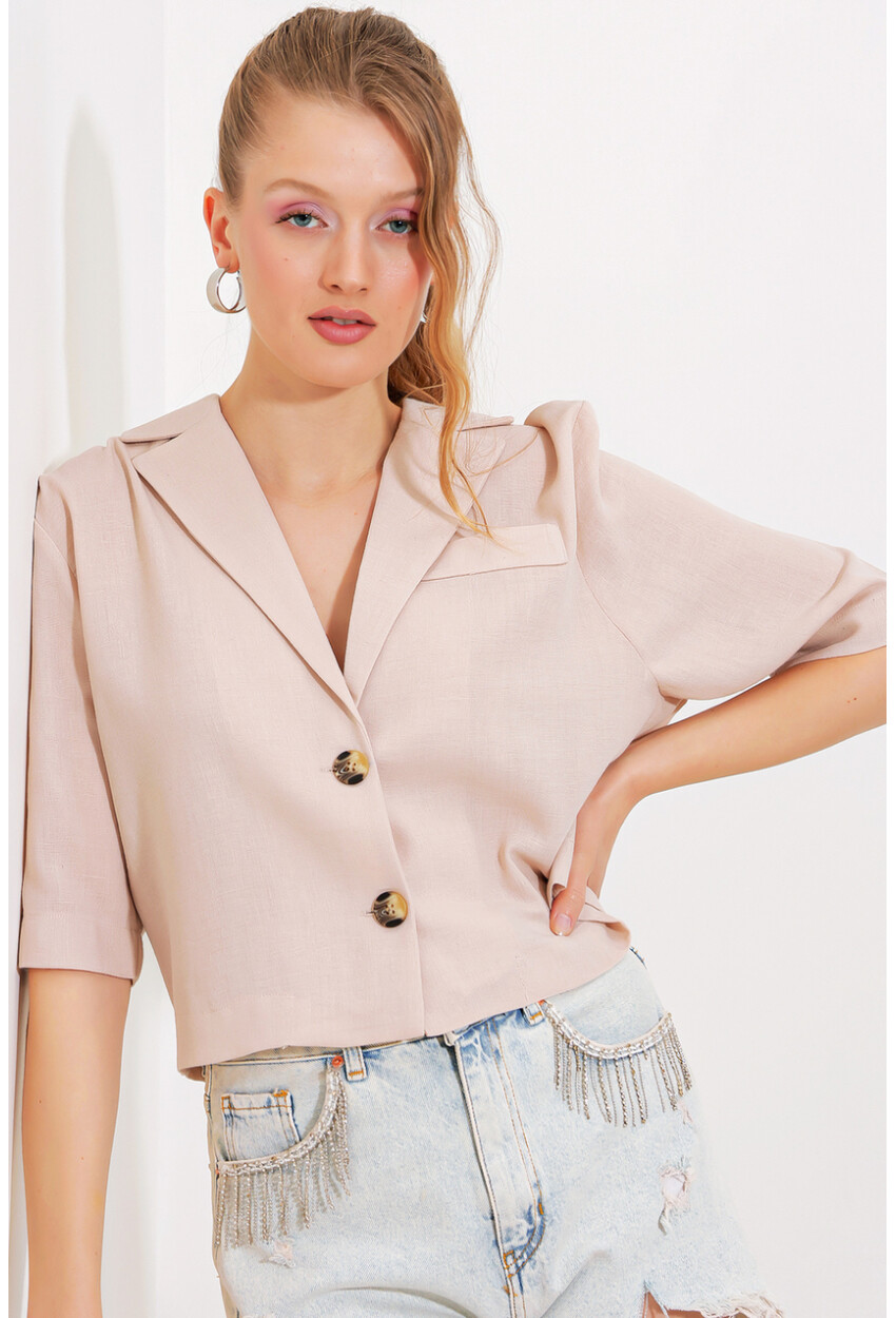 0706 Crop Linen Jacket