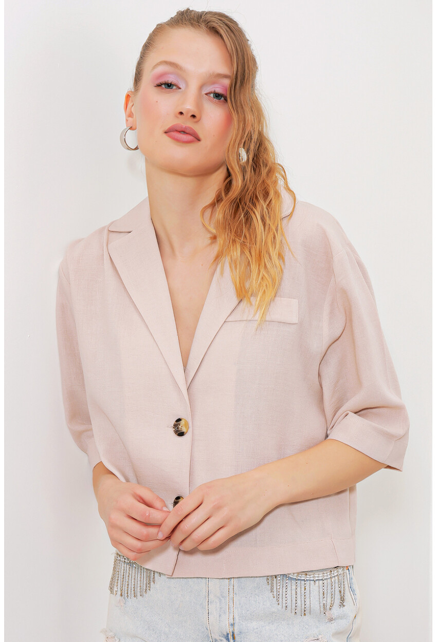 0706 Crop Linen Jacket