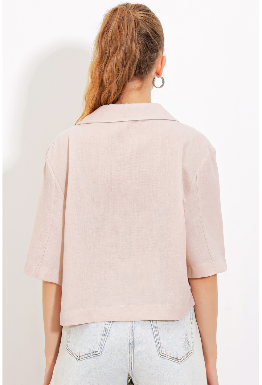 0706 Crop Linen Jacket