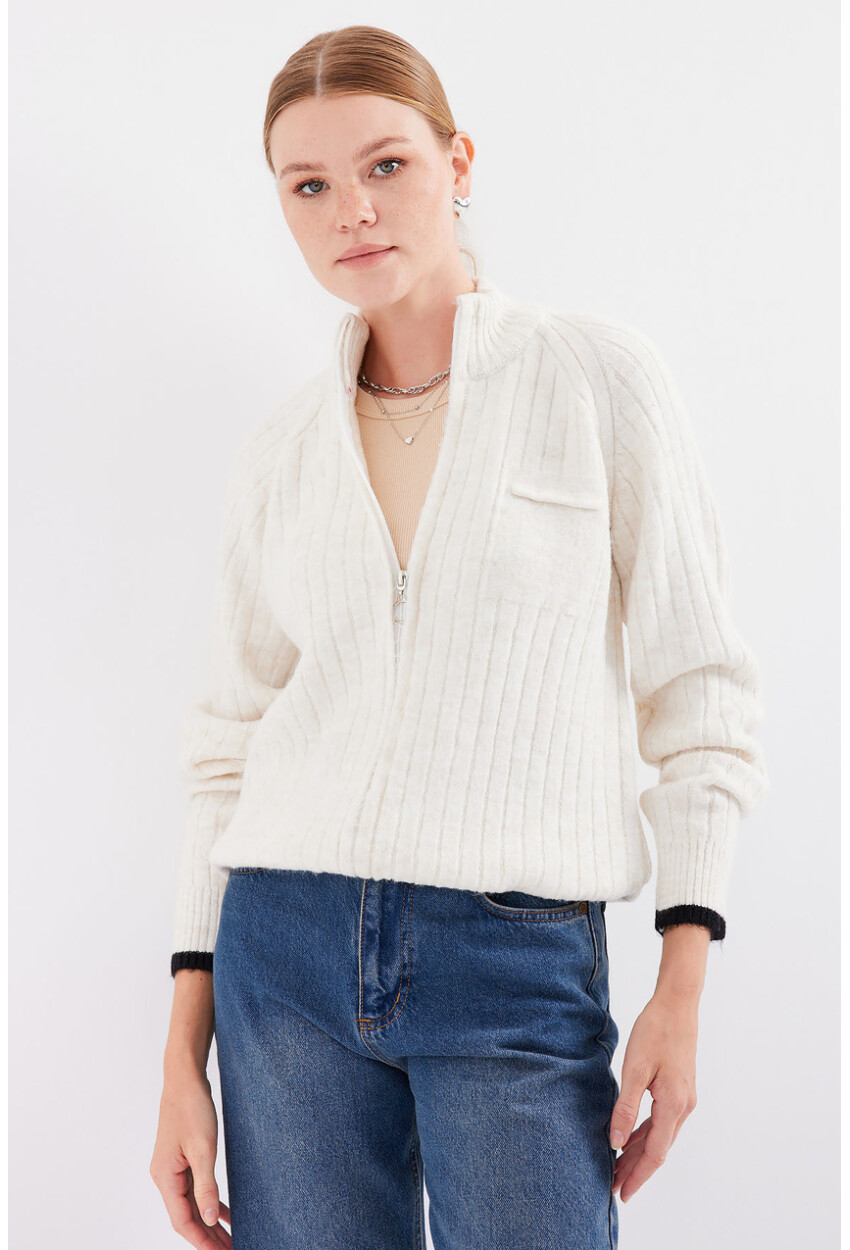 15863 Zippered Knit Cardigan