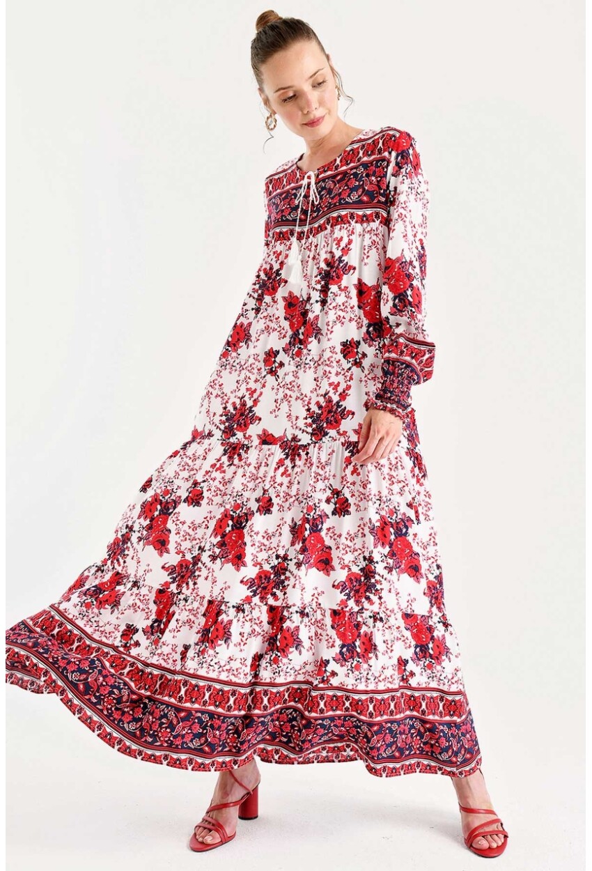 1947 Patterned Long Dress