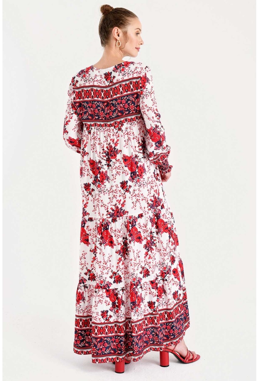 1947 Patterned Long Dress