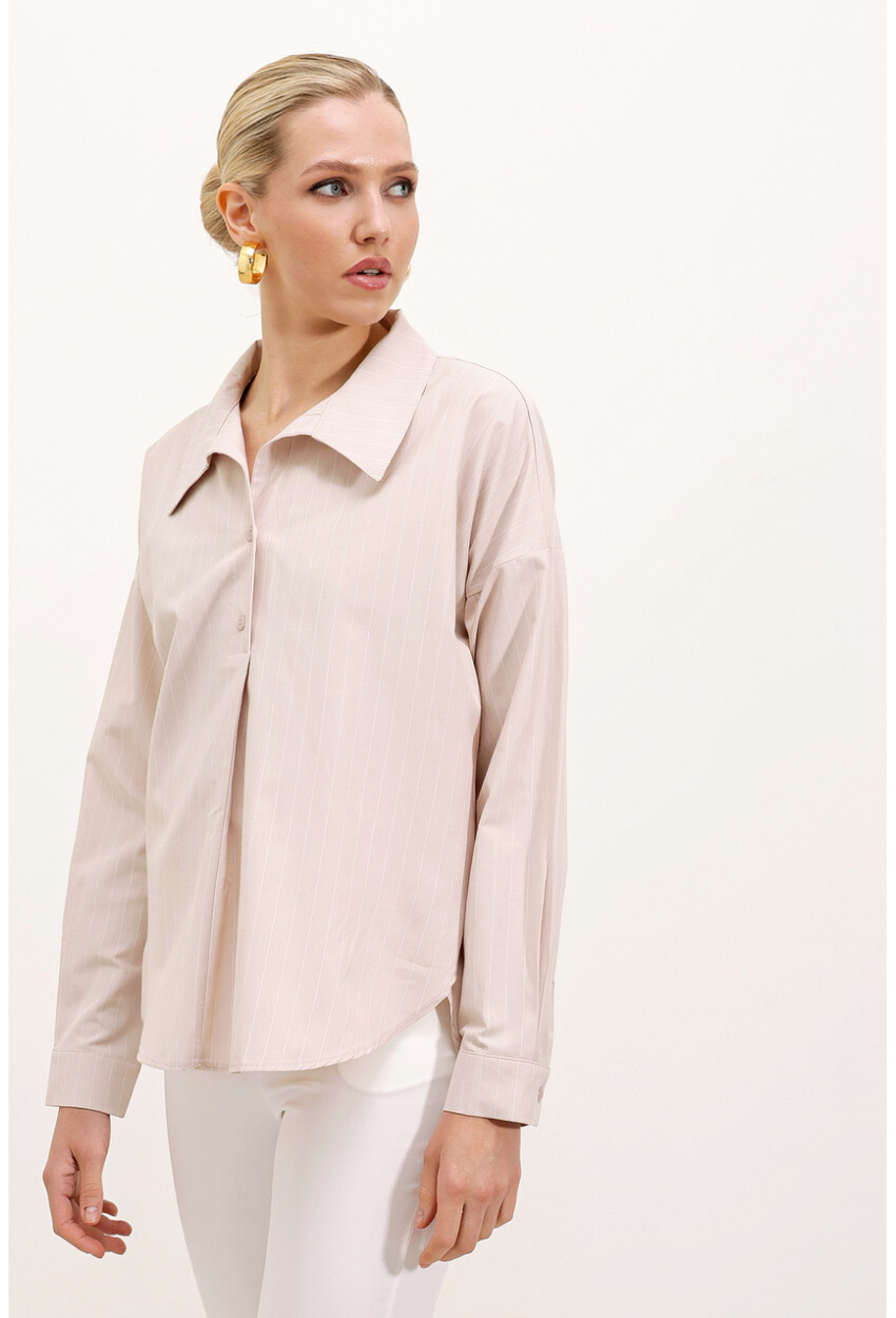 20215 Wide Fit Striped Oversized Shirt