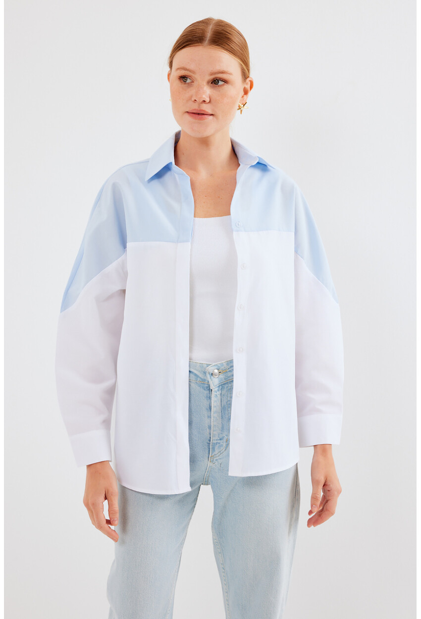 20221 Block Color Oversized Shirt