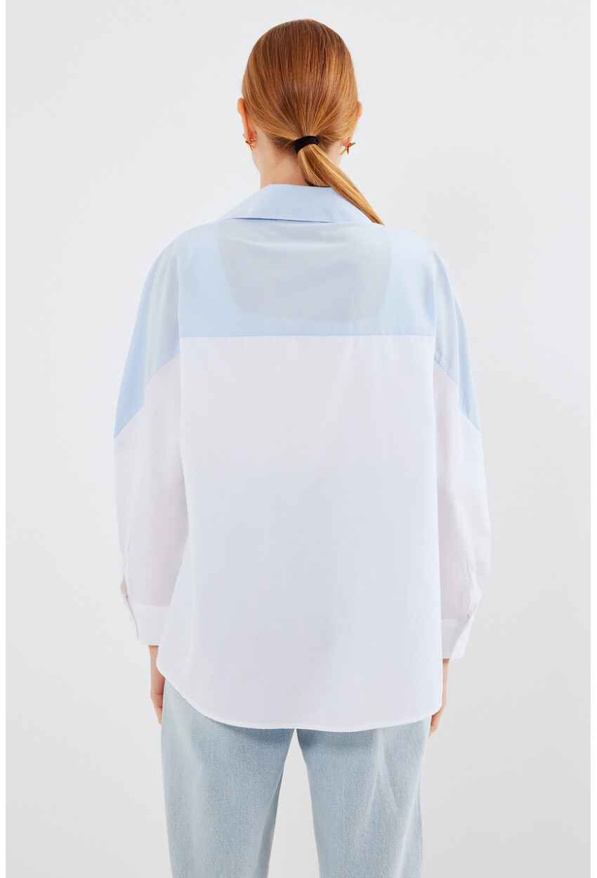 20221 Block Color Oversized Shirt