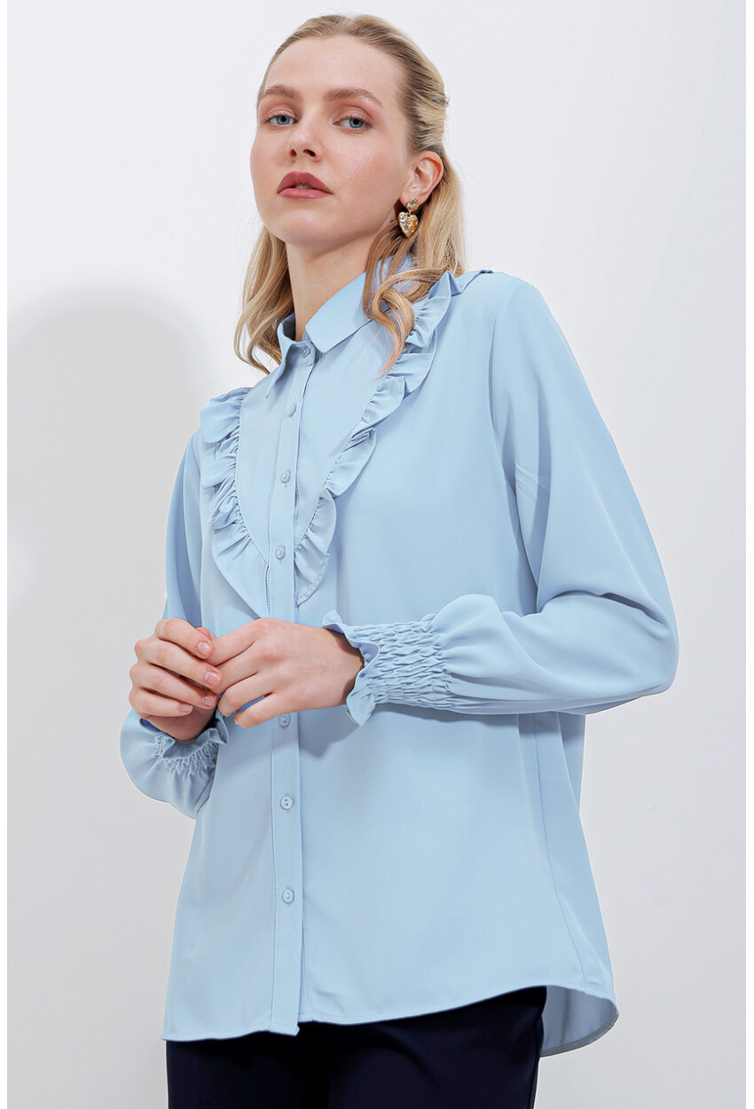 20223 Long Sleeve Shirt With Ruffles