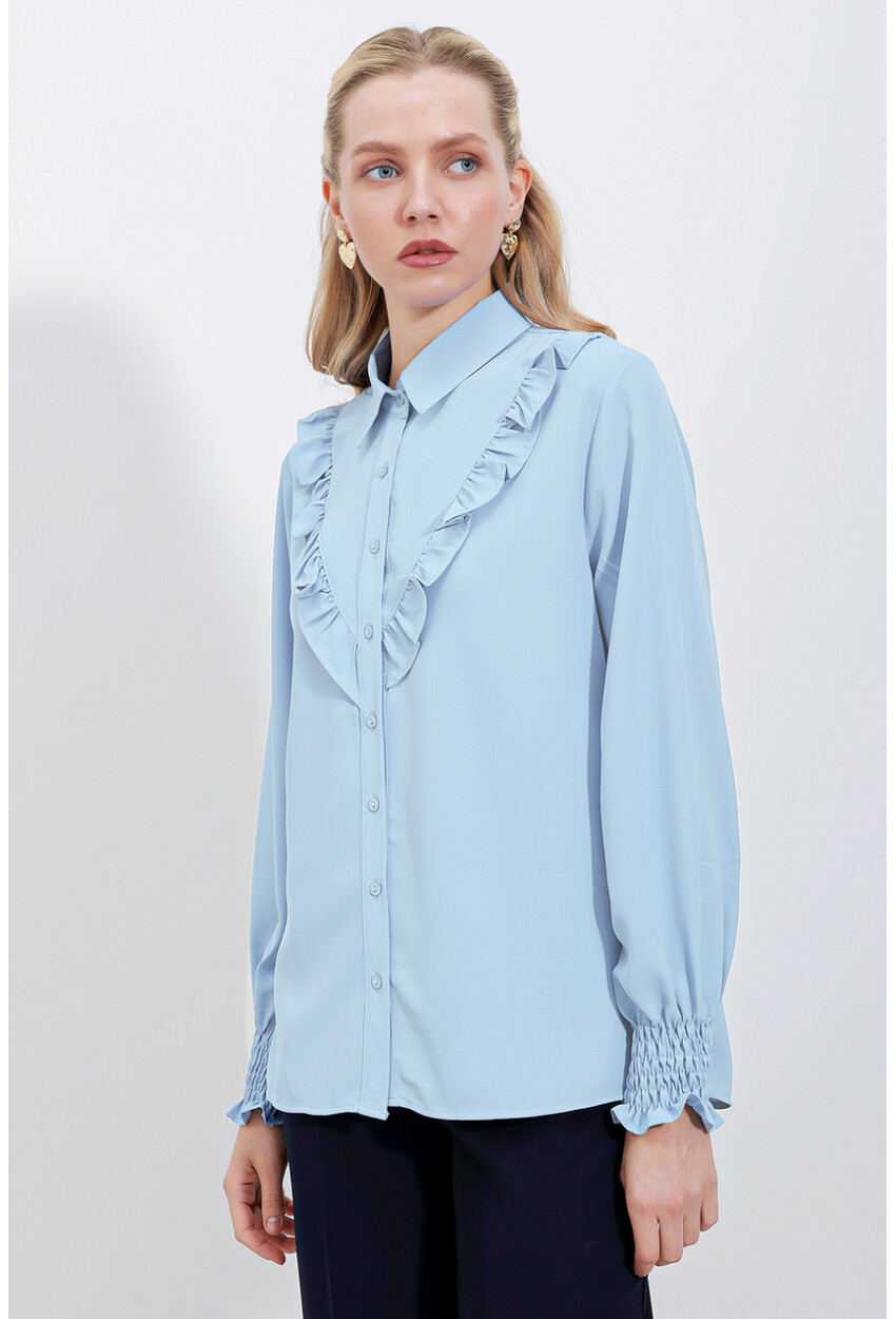 20223 Long Sleeve Shirt With Ruffles