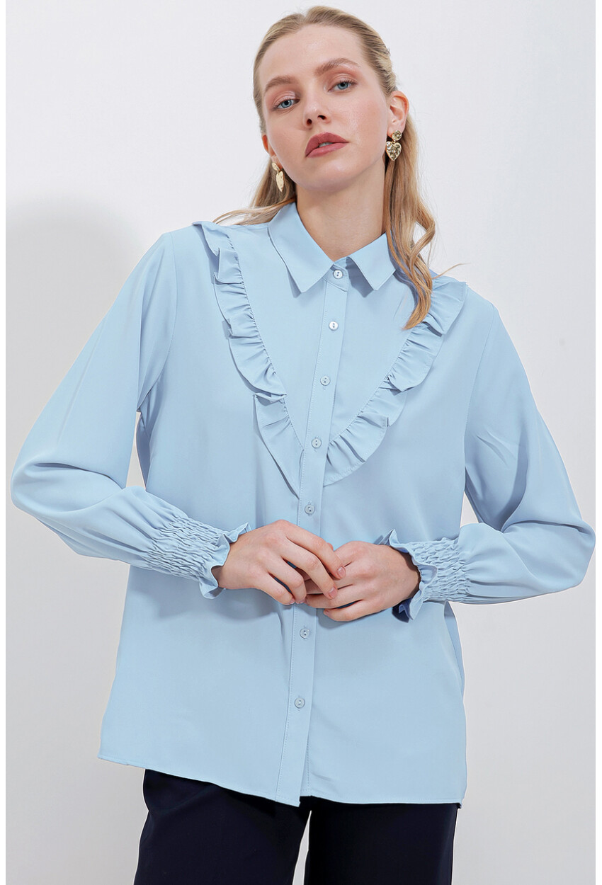 20223 Long Sleeve Shirt With Ruffles