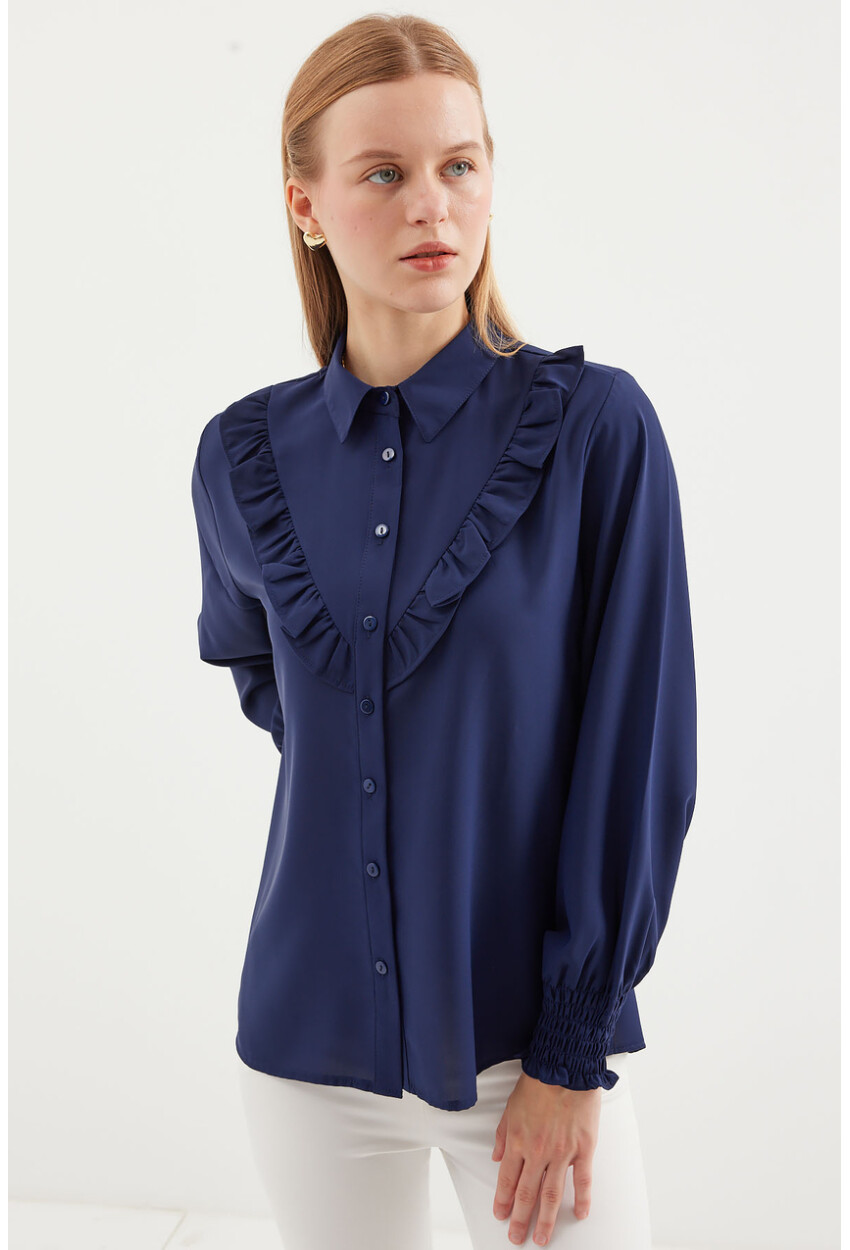 20223 Long Sleeve Shirt With Ruffles