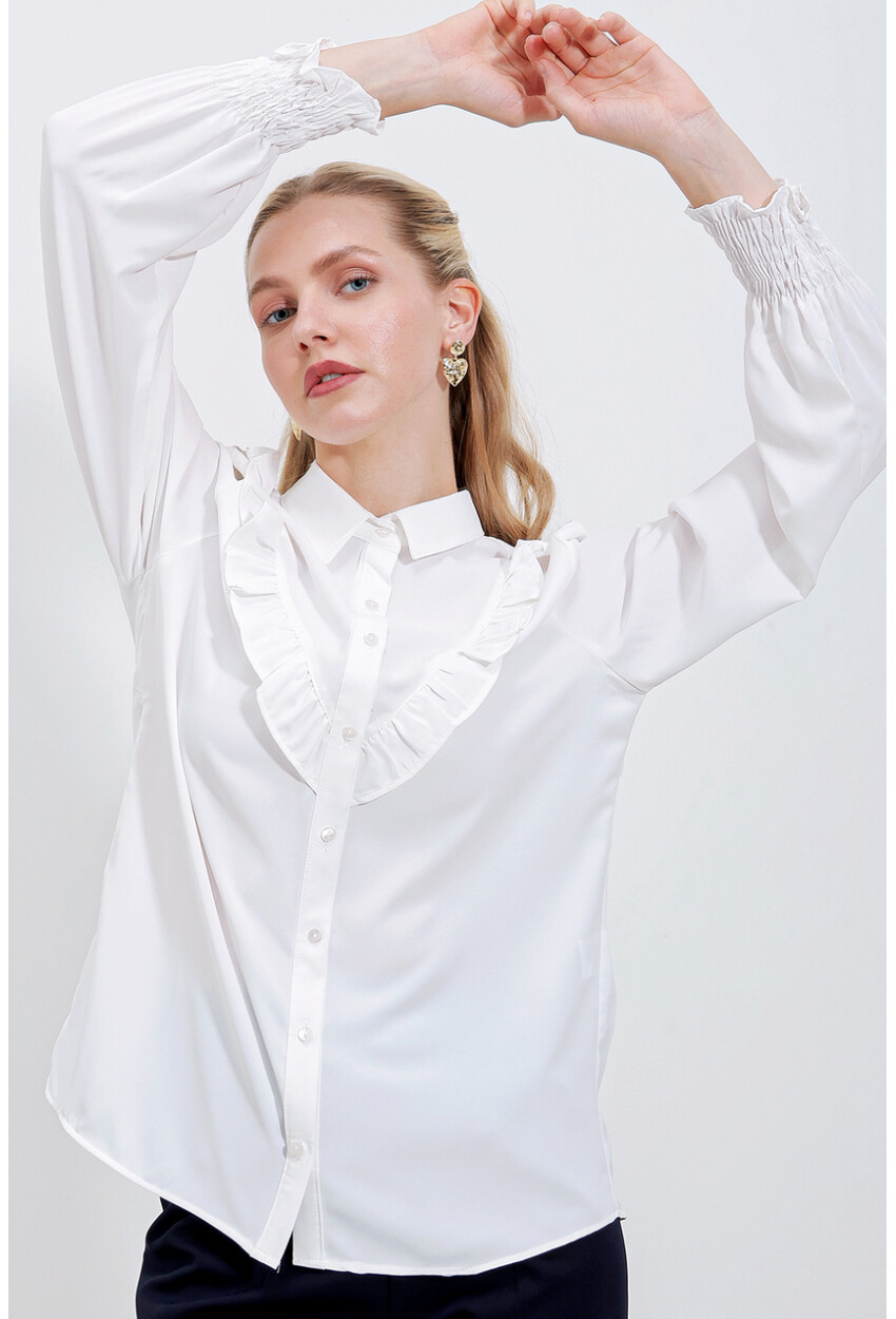 20223 Long Sleeve Shirt With Ruffles