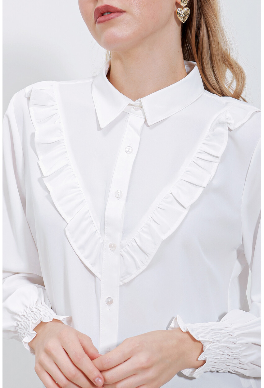 20223 Long Sleeve Shirt With Ruffles