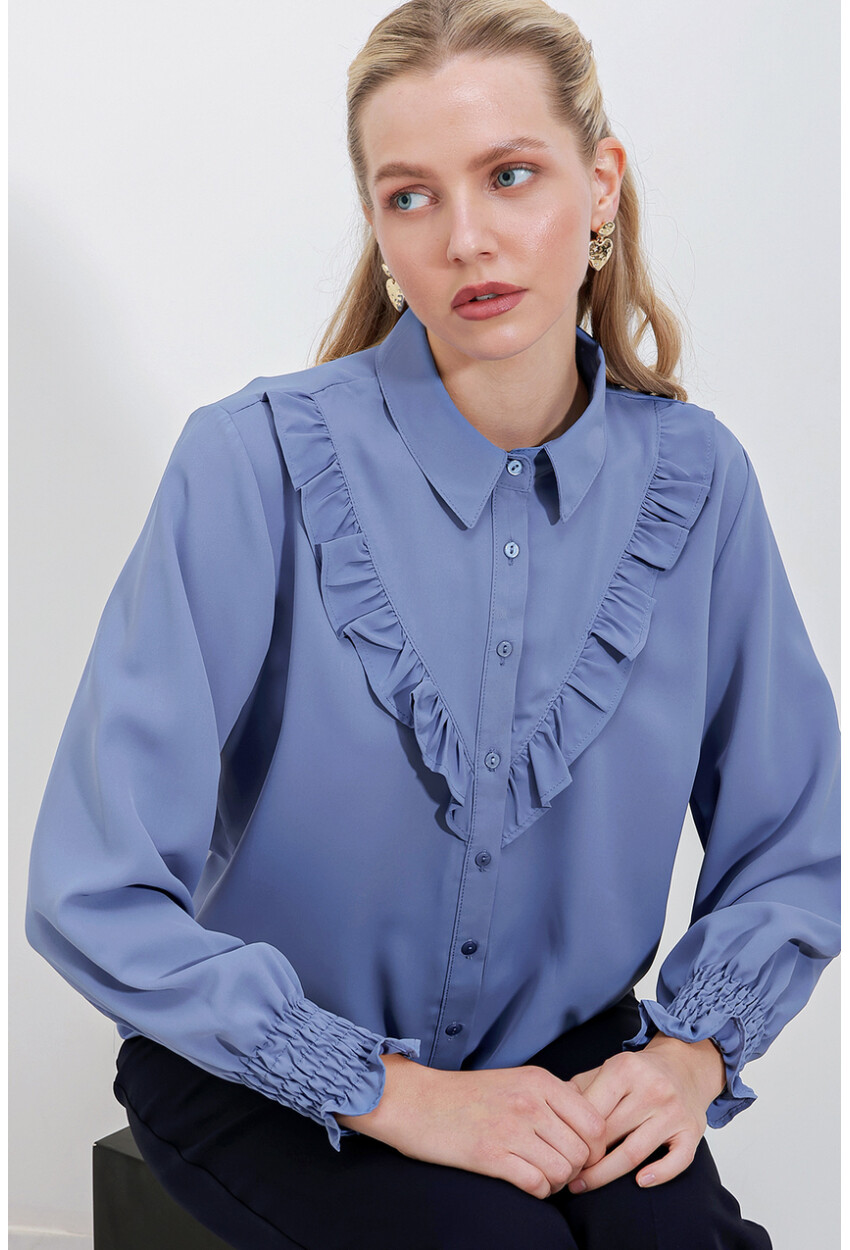 20223 Long Sleeve Shirt With Ruffles