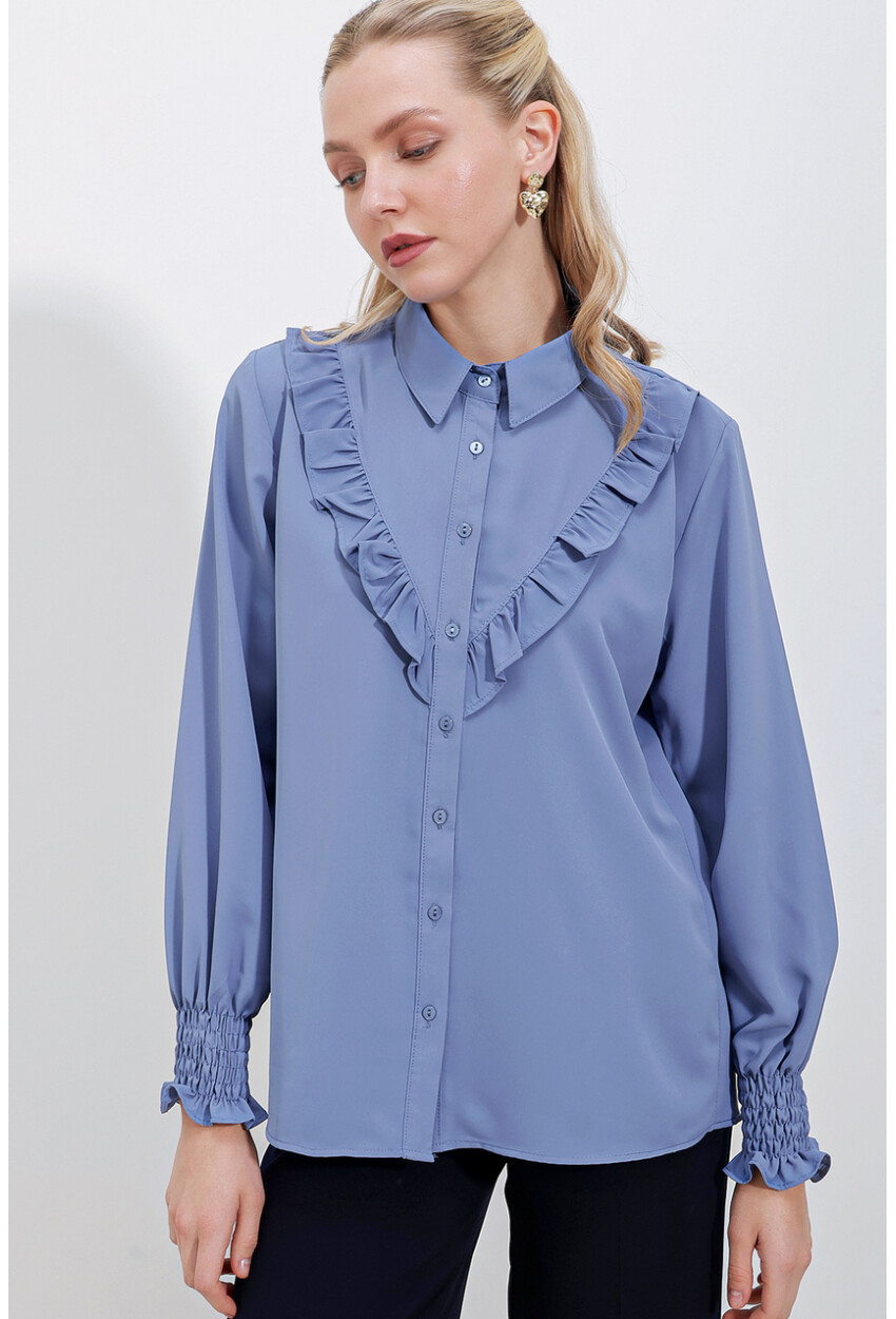 20223 Long Sleeve Shirt With Ruffles