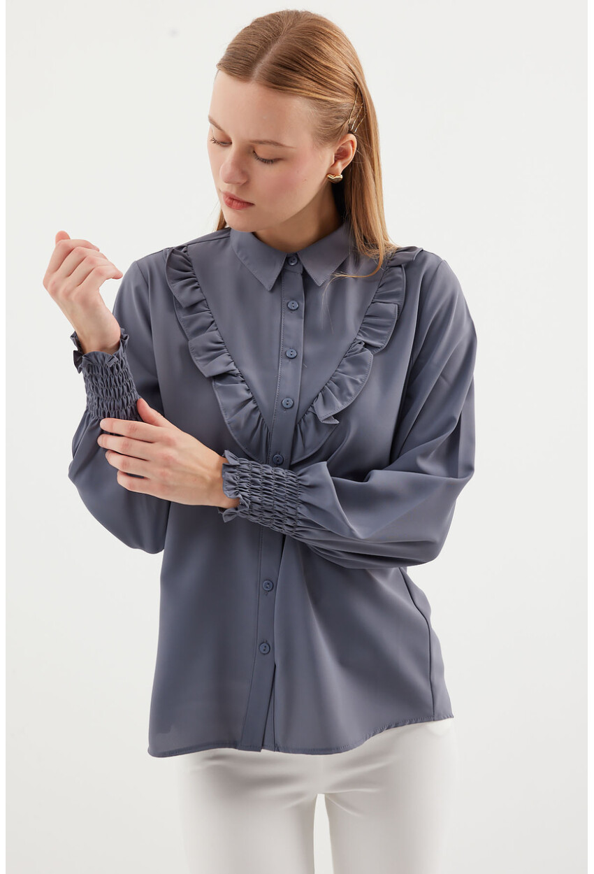 20223 Long Sleeve Shirt With Ruffles