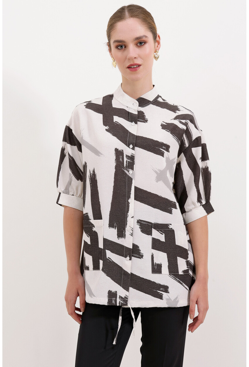 20226 Patterned Oversized Shirt