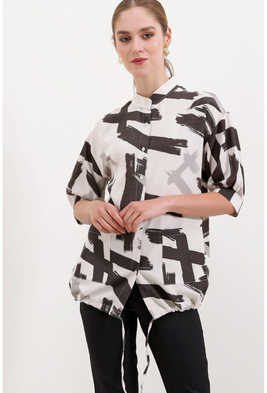 20226 Patterned Oversized Shirt