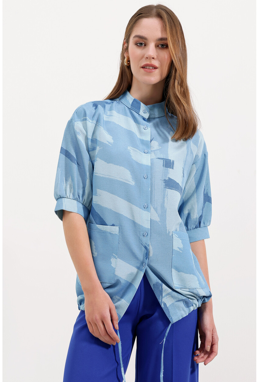 20226 Patterned Oversized Shirt