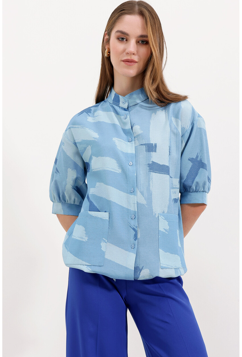 20226 Patterned Oversized Shirt