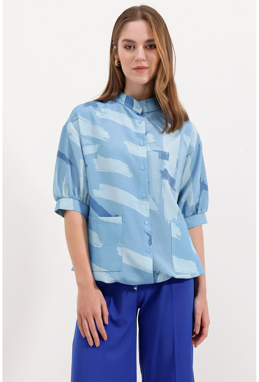 20226 Patterned Oversized Shirt