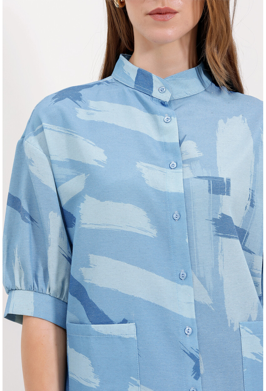 20226 Patterned Oversized Shirt