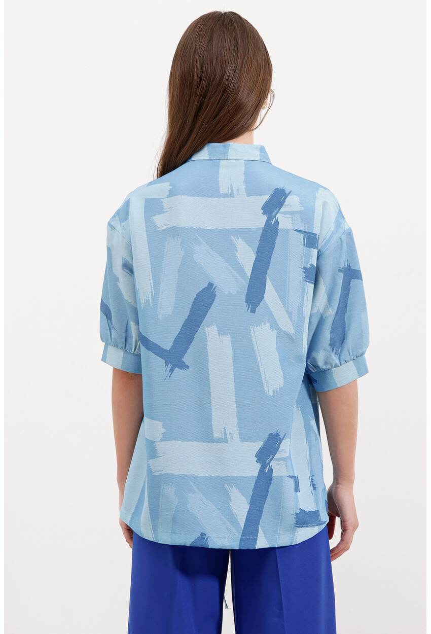 20226 Patterned Oversized Shirt