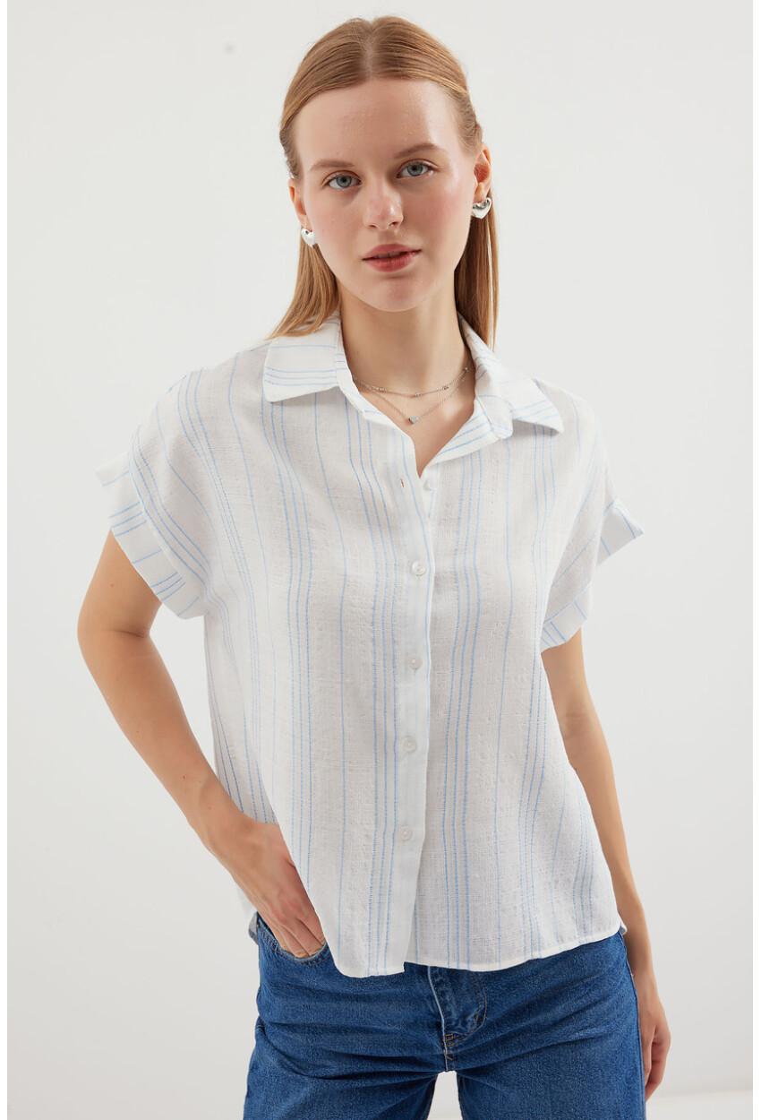 20261 Short Sleeve Oversized Linen Shirt