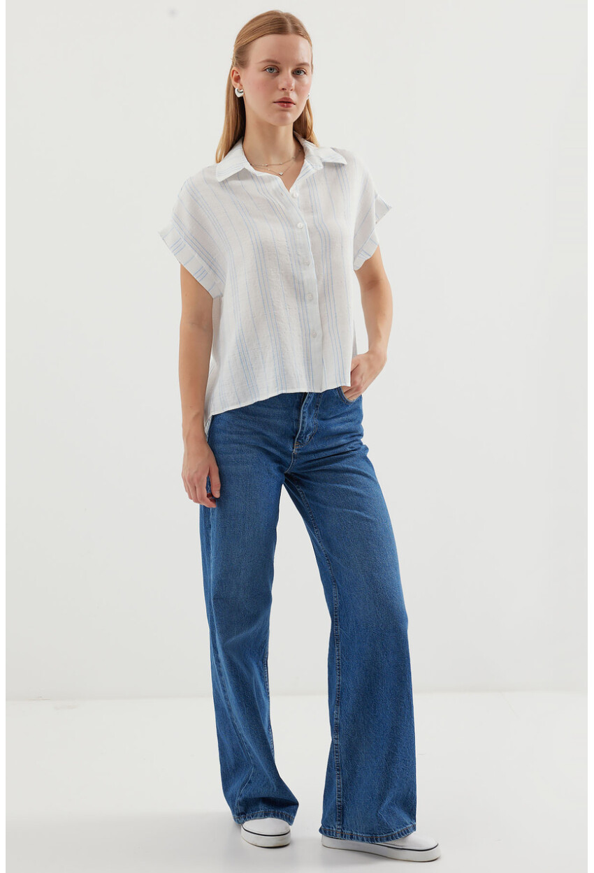 20261 Short Sleeve Oversized Linen Shirt