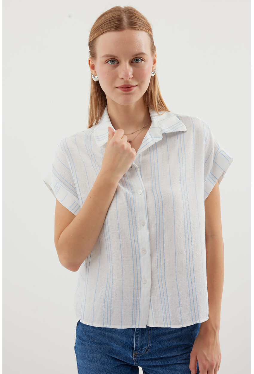 20261 Short Sleeve Oversized Linen Shirt