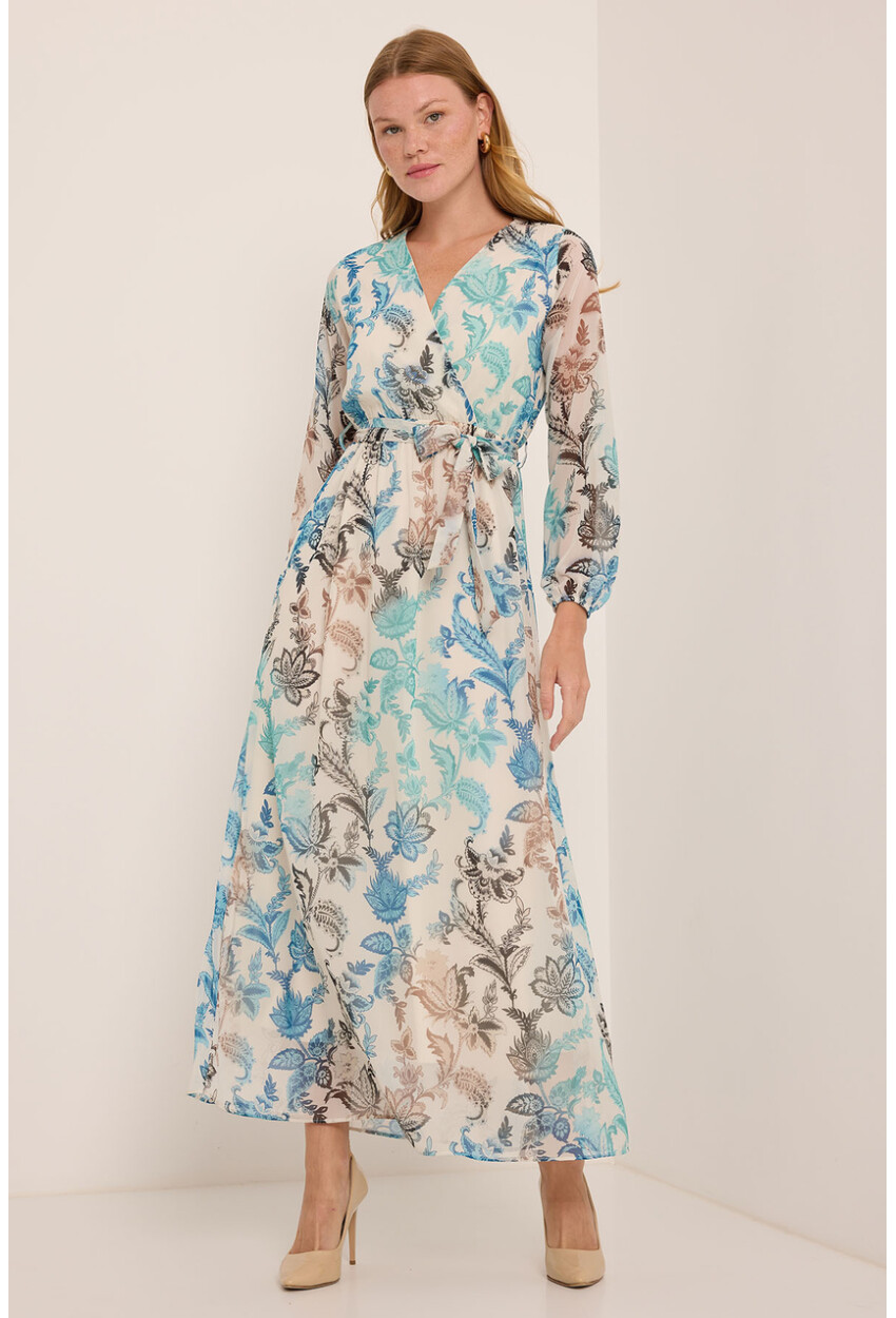 2134 Patterned Chiffon Dress