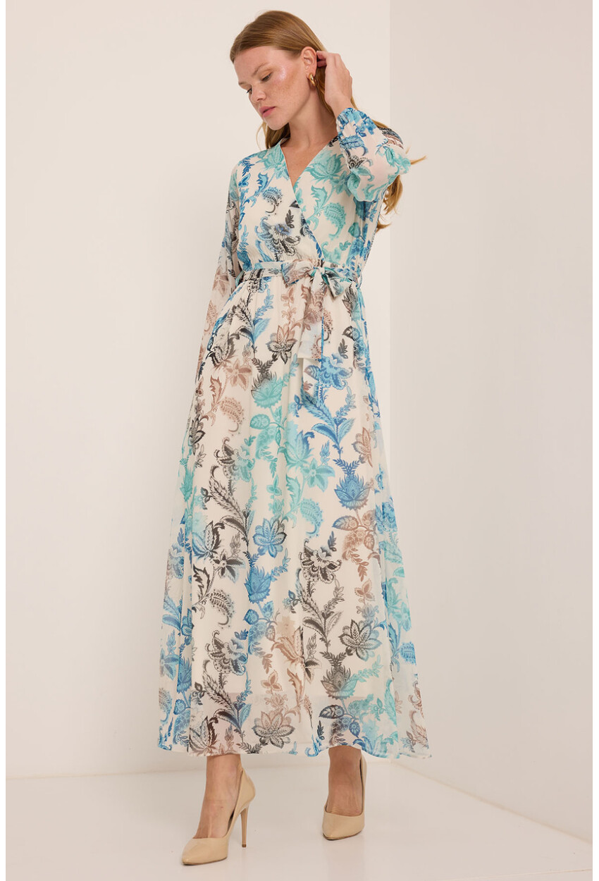 2134 Patterned Chiffon Dress