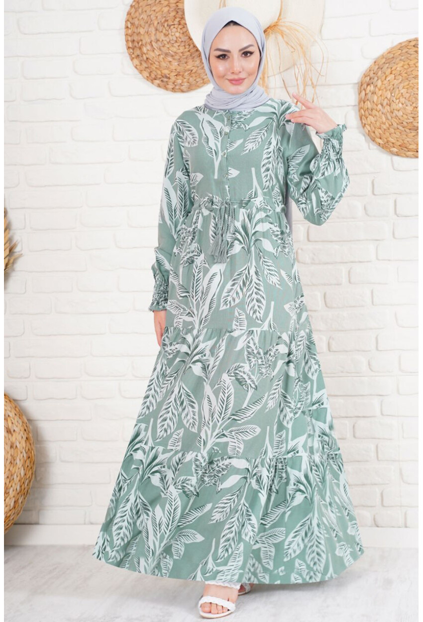 2145 Hijab Dress With Pattern