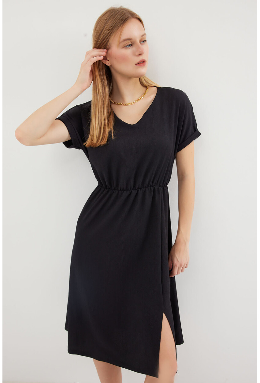 2378 Knit Dress With V-Neck And Slit