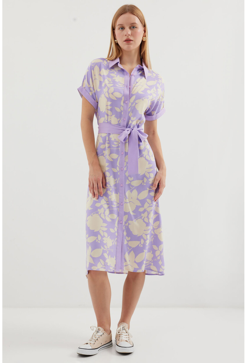 2455 Patterned Shirt Dress