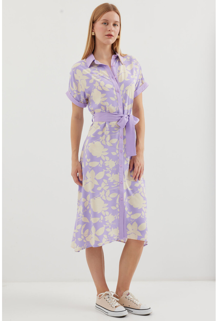 2455 Patterned Shirt Dress