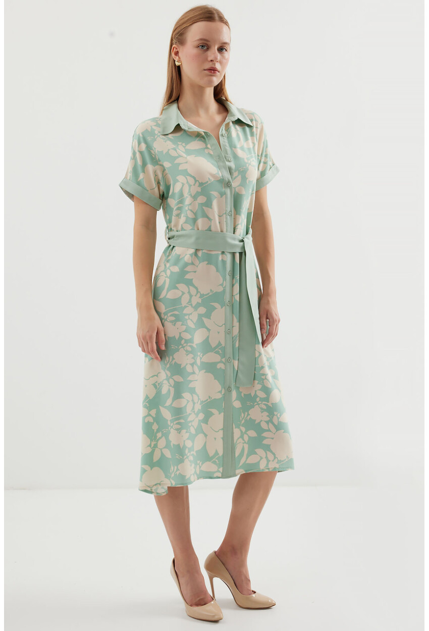 2455 Patterned Shirt Dress