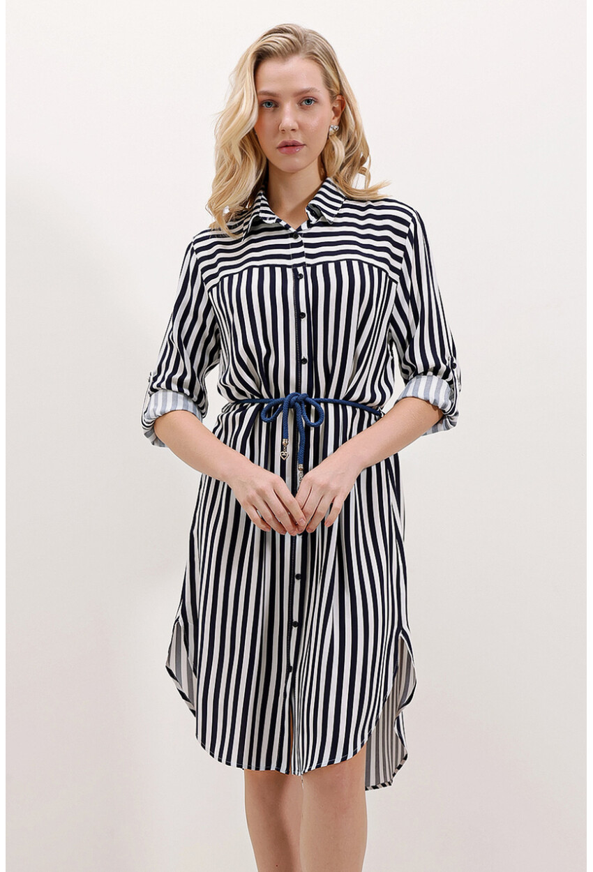 5629 Striped Dress With Belt