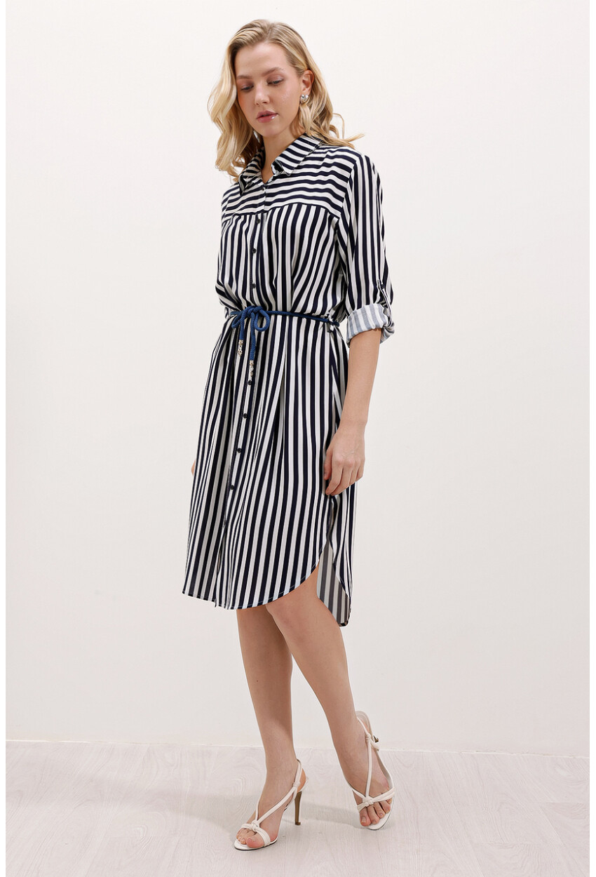 5629 Striped Dress With Belt