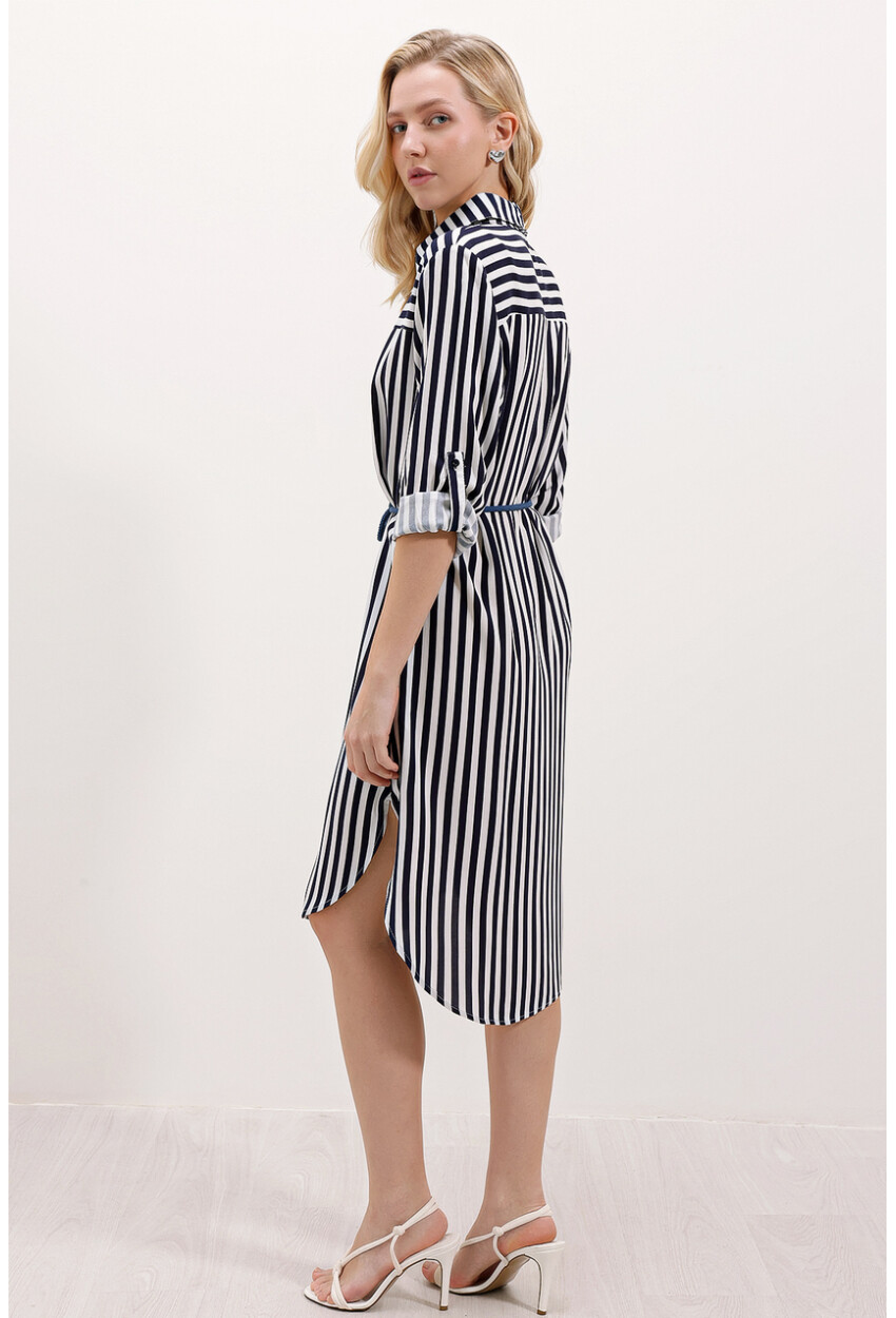 5629 Striped Dress With Belt