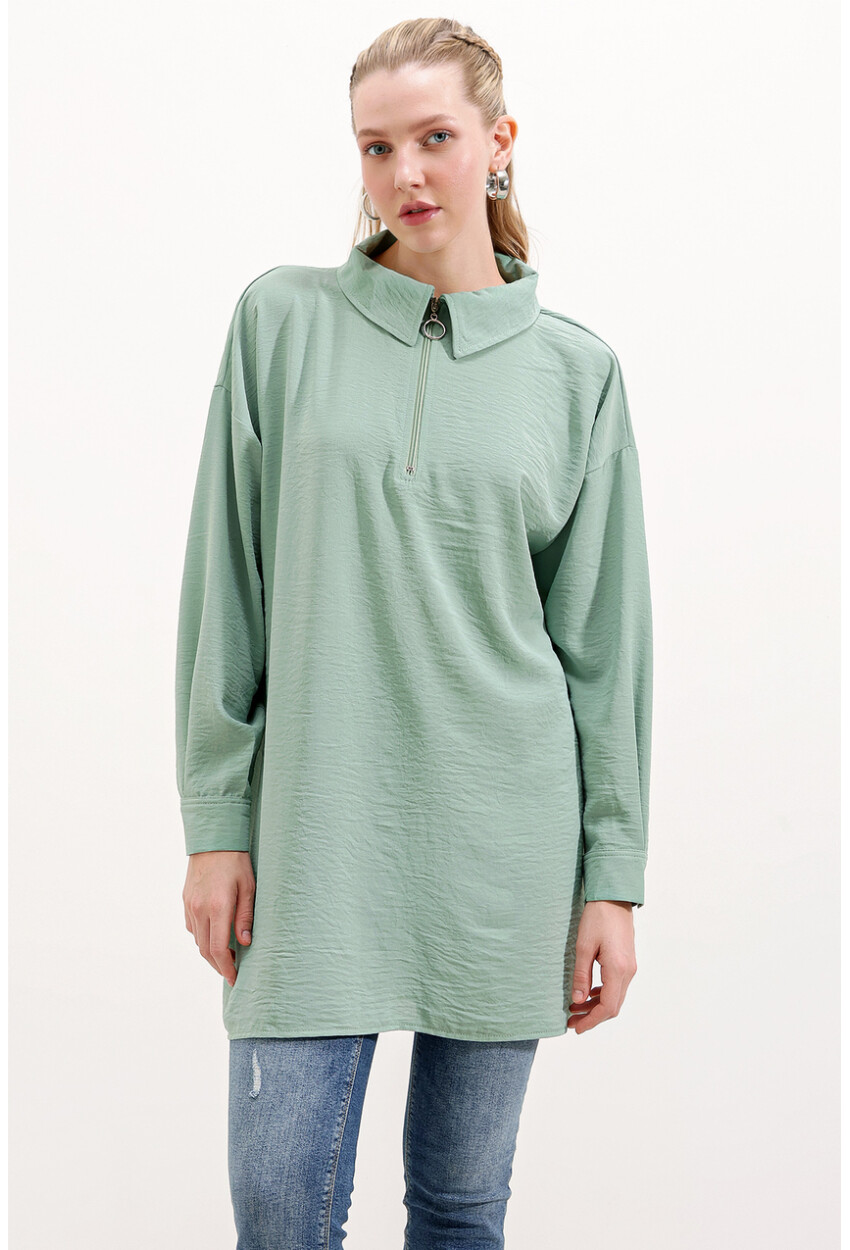 5917 Fermuarlı Oversize Tunik