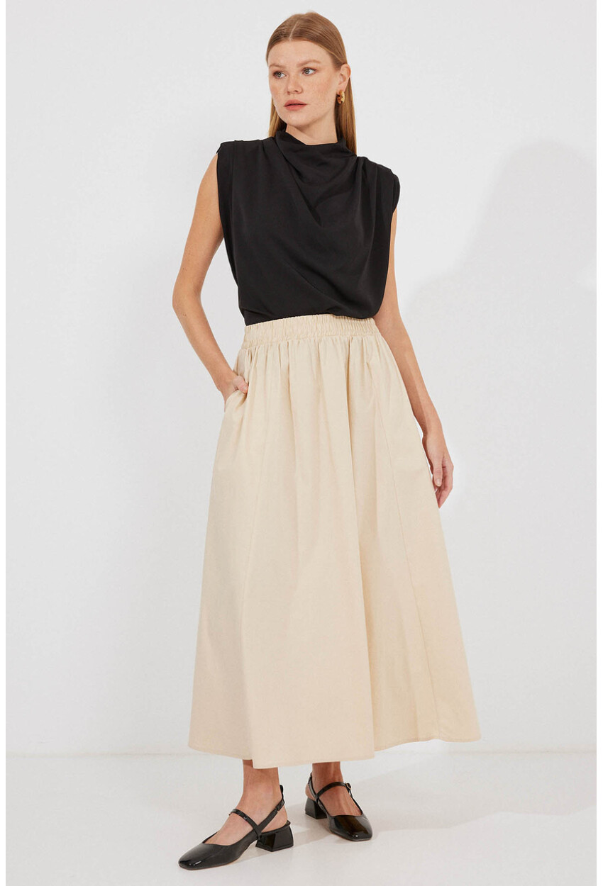 Womens Long Skirt With Pocket Detail 8024