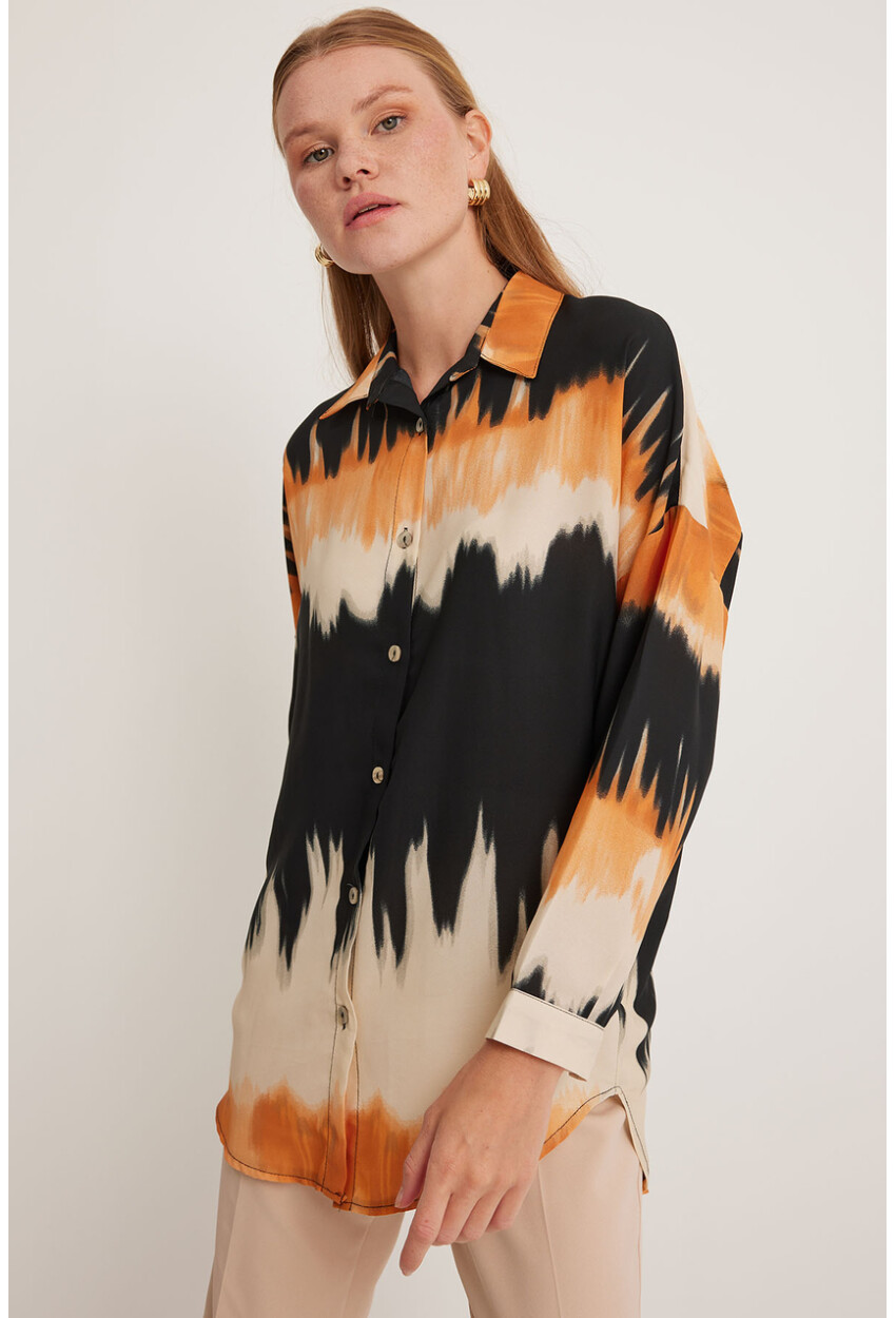 Womens Patterned Oversized Shirt 5923