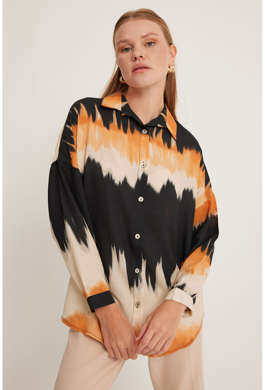 Womens Patterned Oversized Shirt 5923