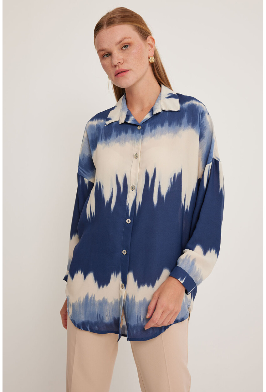 Womens Patterned Oversized Shirt 5923