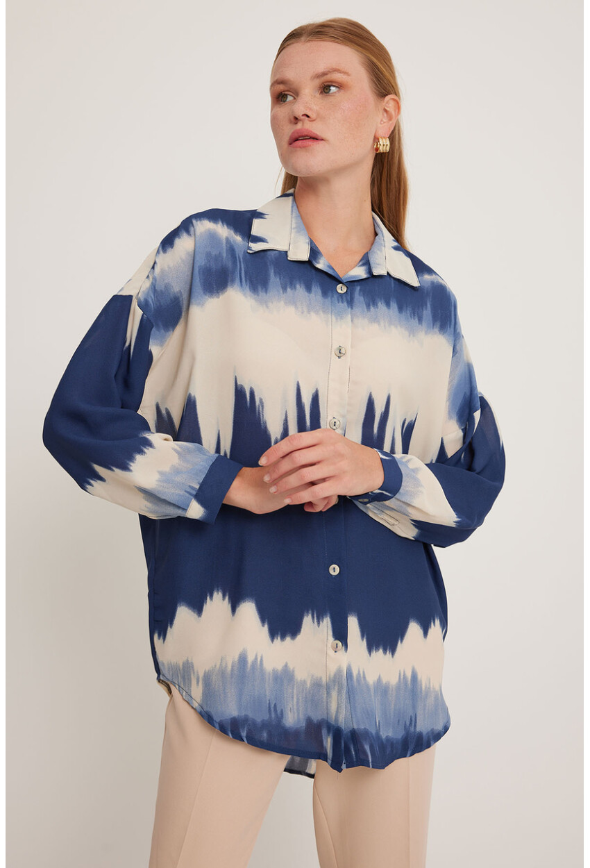 Womens Patterned Oversized Shirt 5923