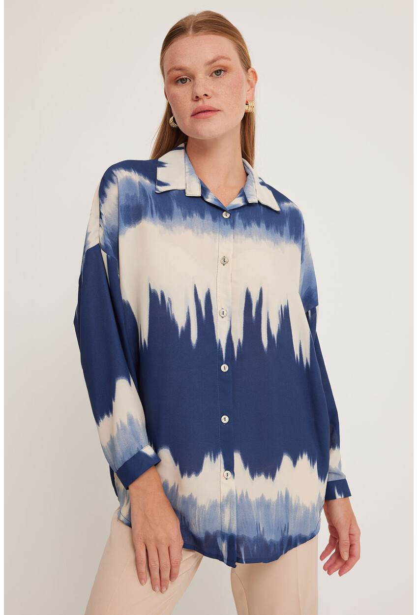 Womens Patterned Oversized Shirt 5923