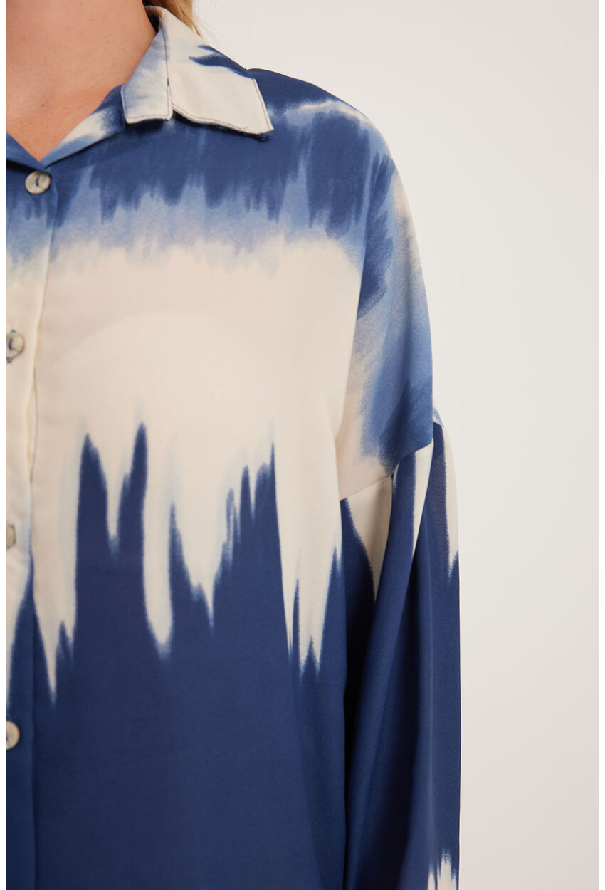 Womens Patterned Oversized Shirt 5923