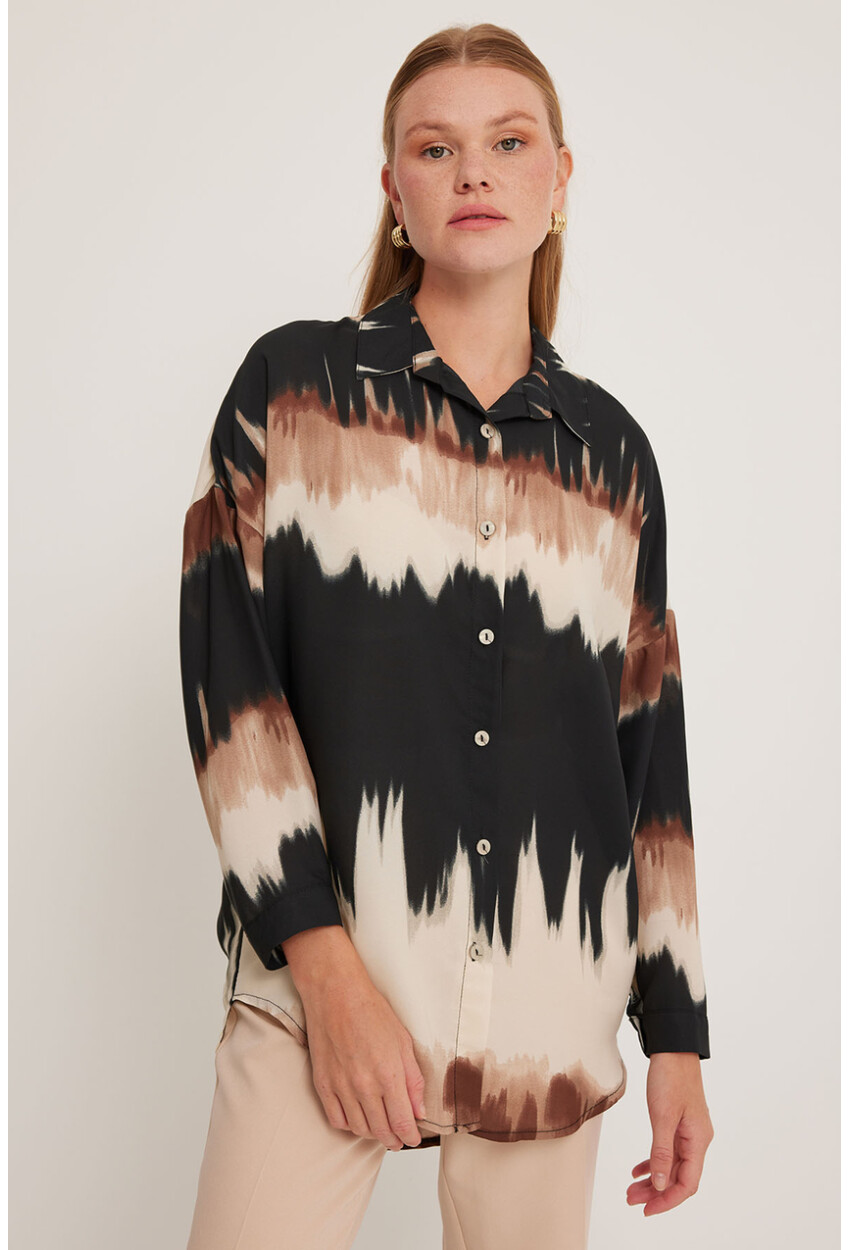 Womens Patterned Oversized Shirt 5923