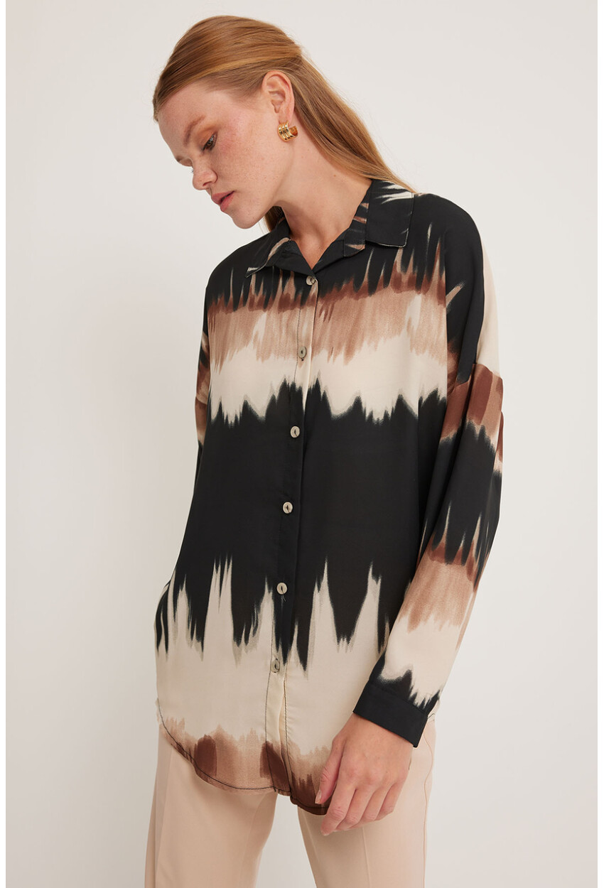 Womens Patterned Oversized Shirt 5923